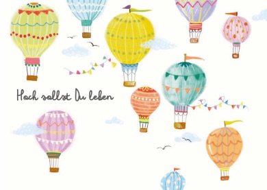 Hoch Sollst Du Leben (Heißluftballons) Postkarte
