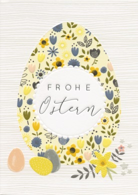 Frohe Ostern (Osterei mit Blumen) Laura Darrington