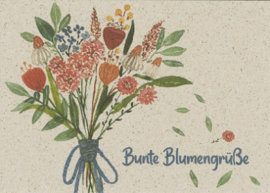 Bunte Blumengrüße Postkarte
