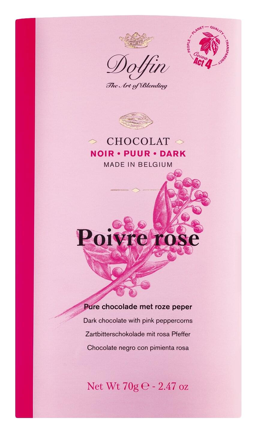 Dolfin Zartbitter­schokolade mit Rosa Pfeffer